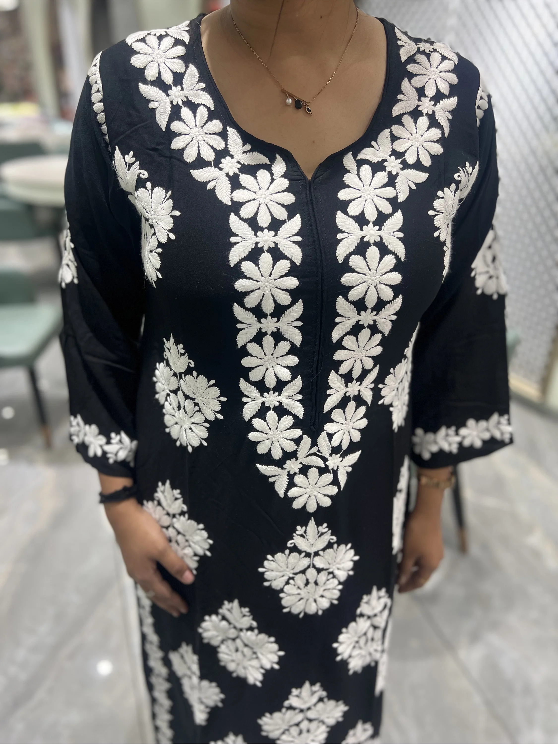 Black Thread Work Reyon Two Piece - FALAK G 39