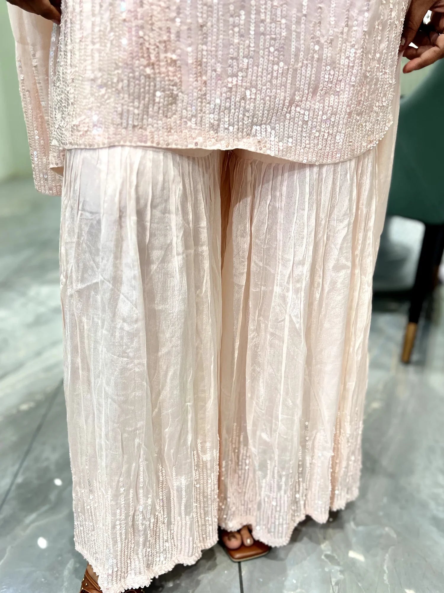 Pink Sequin Work Chinone Indo Western - ODGORI 2814 7