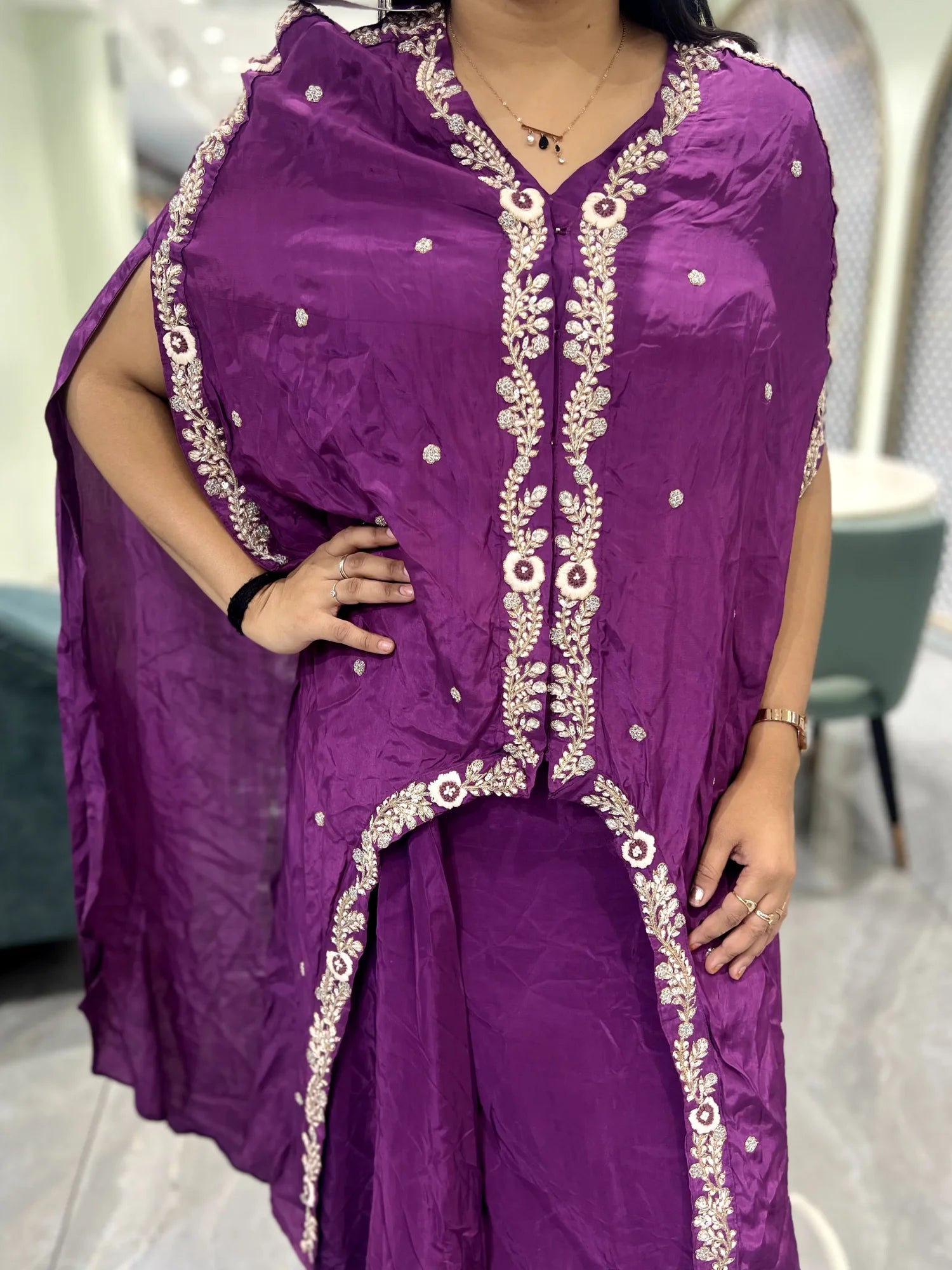 Purple Embroidery Chinone Indo Western - OMGORI MIX-2
