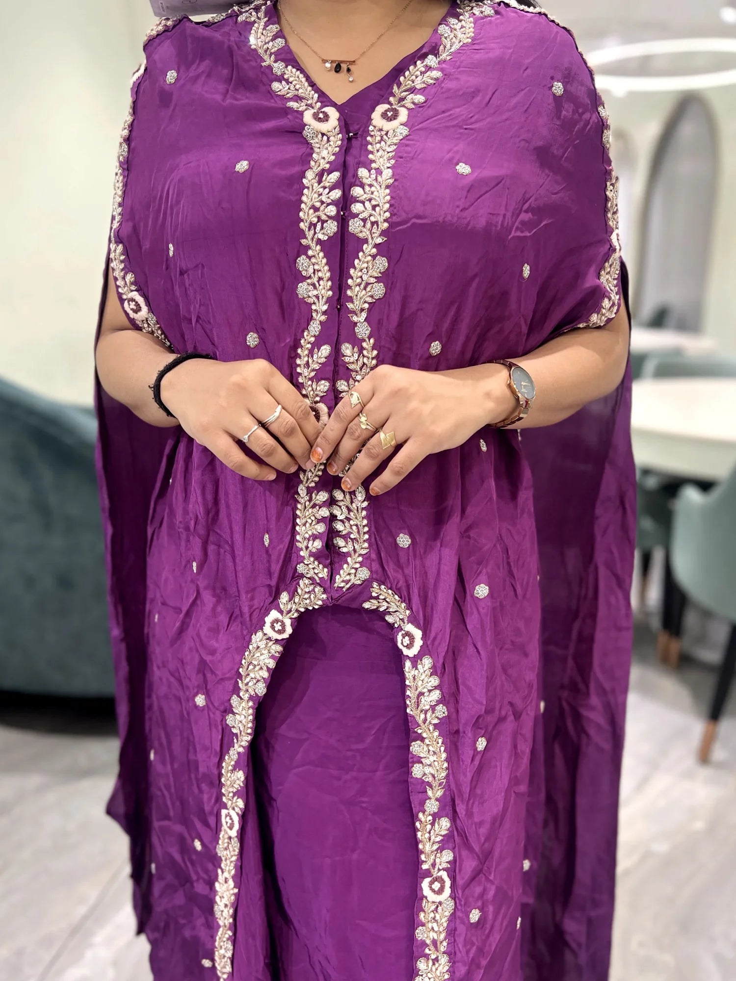 Purple Embroidery Chinone Indo Western - OMGORI MIX-2