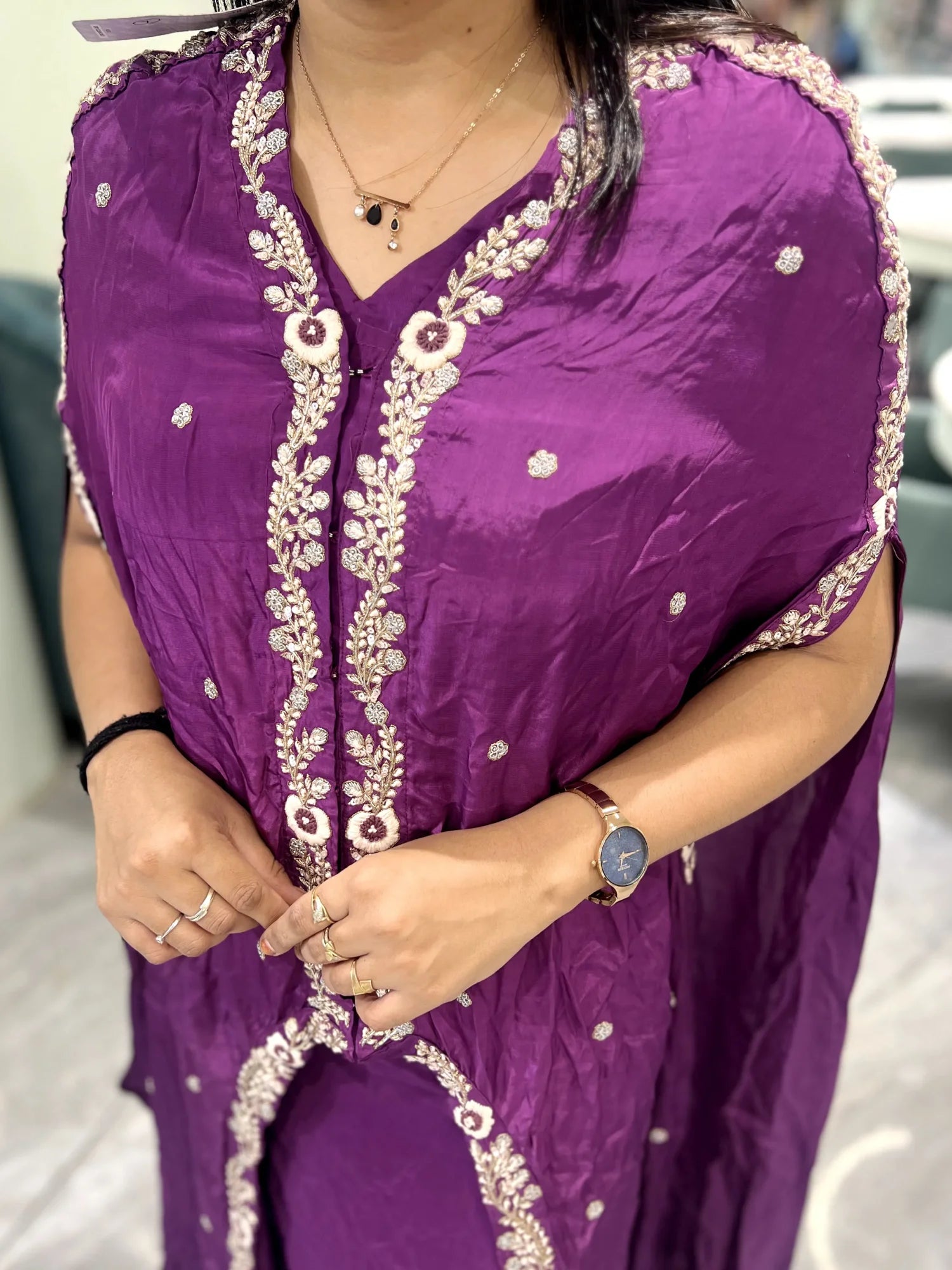 Purple Embroidery Chinone Indo Western - OMGORI MIX-2
