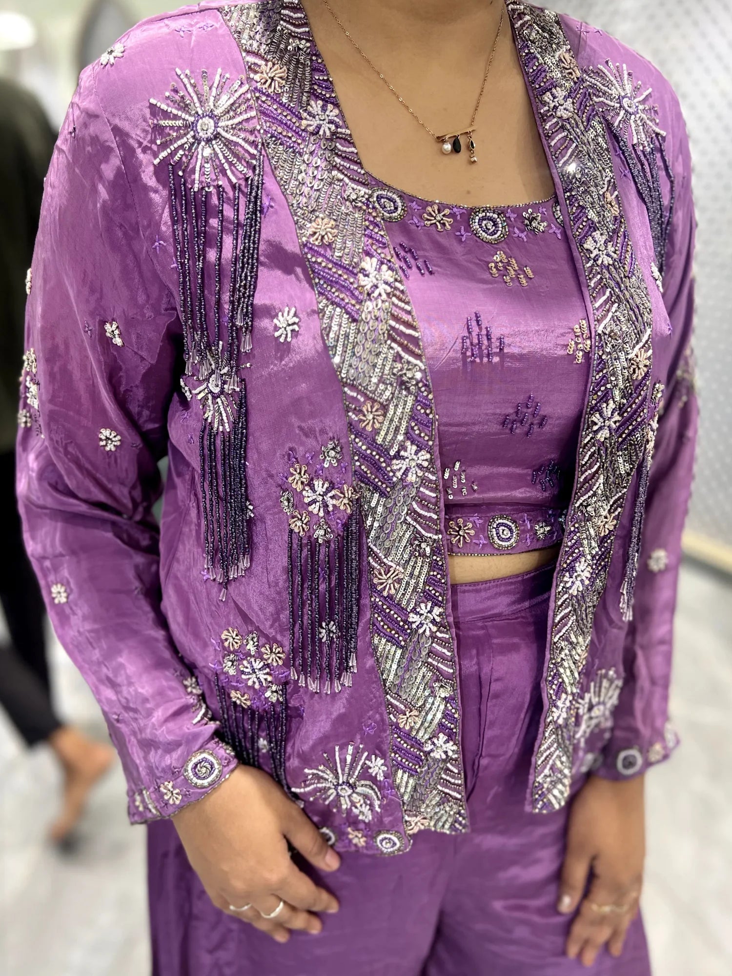 Purple Embroidery Chinon Indo Western - SNBGORI 2441 3