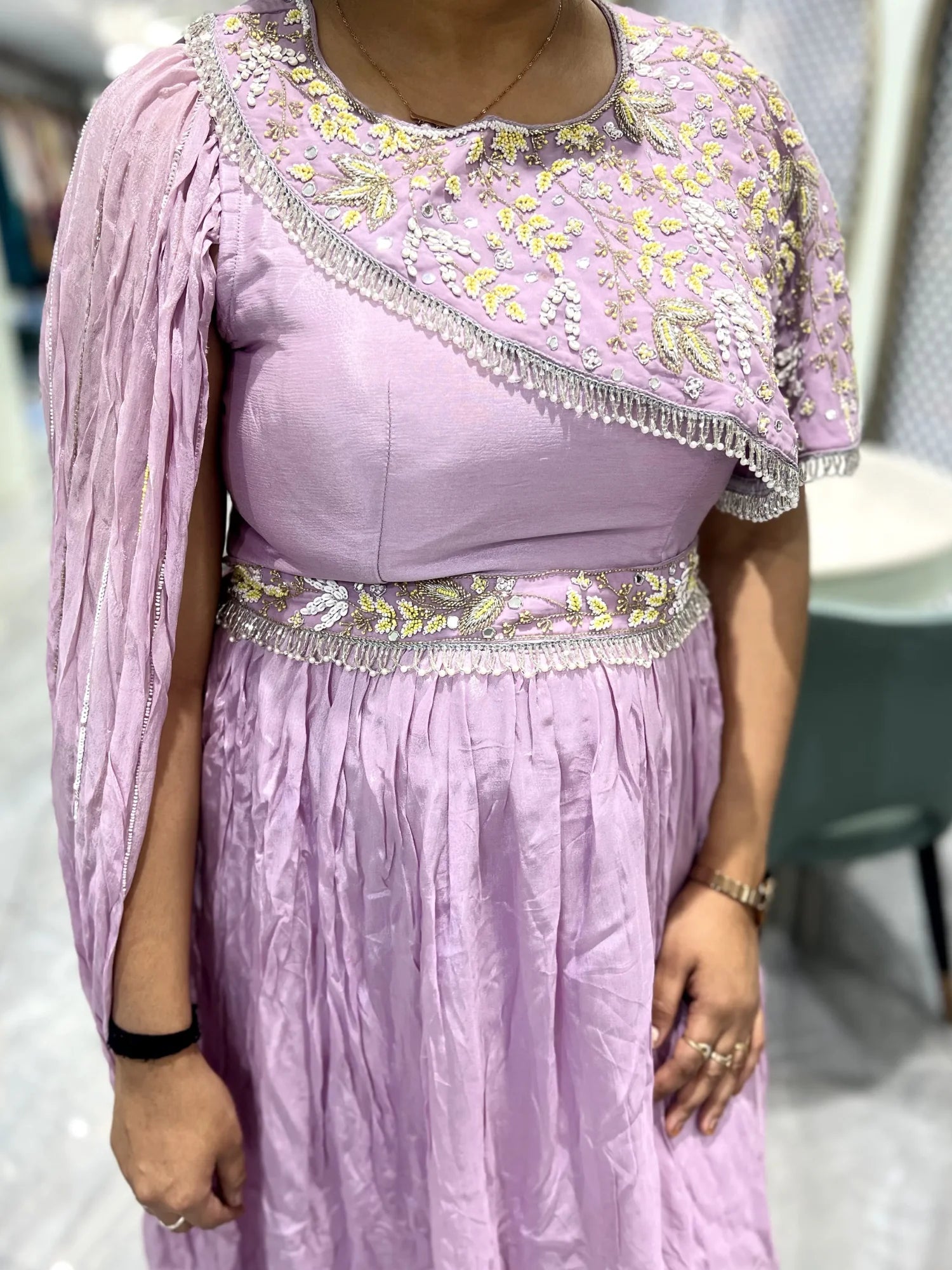 Lavender Embroidery Chinon Indo Western - SNBGORI 1757 23