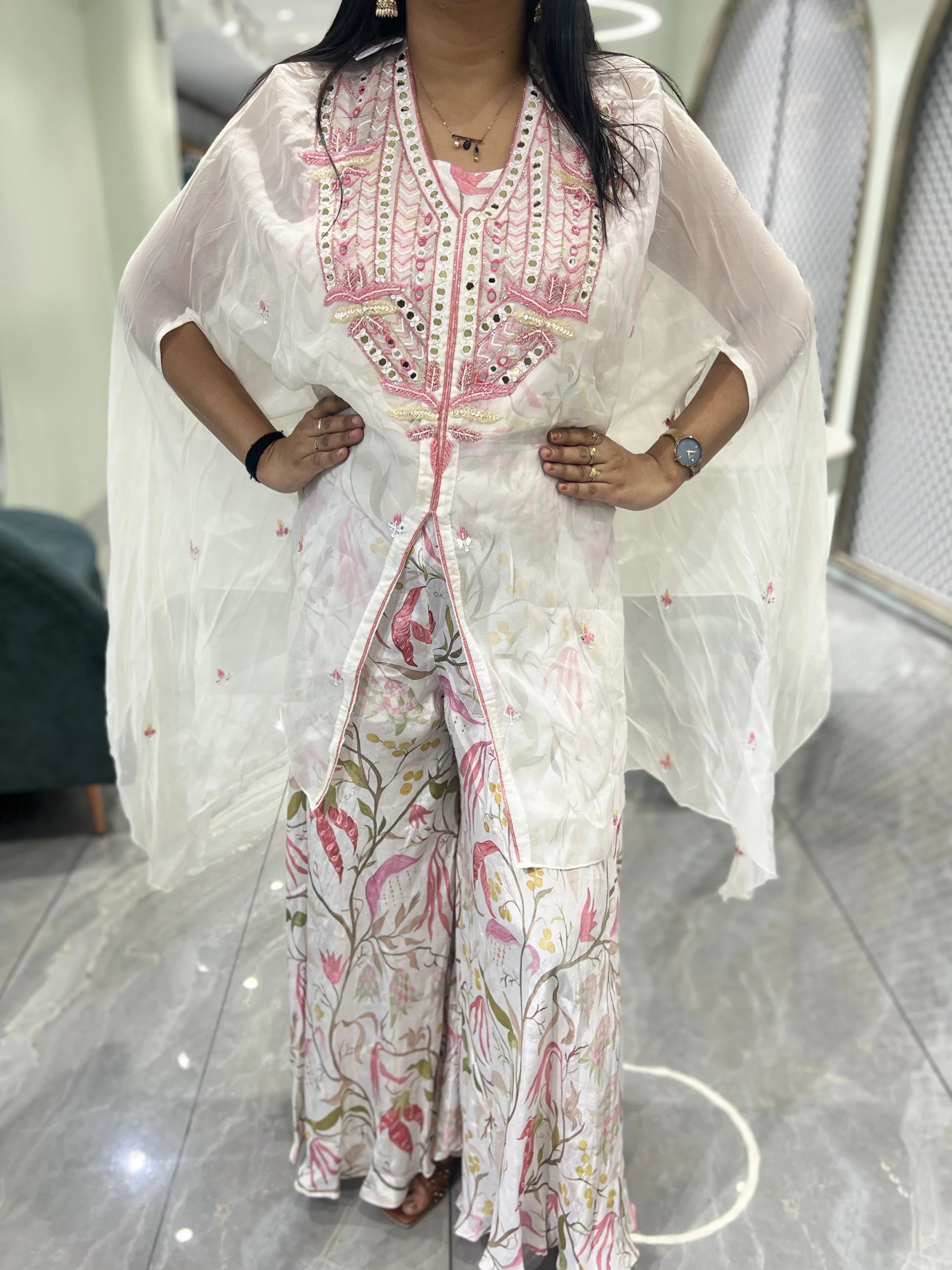 White Mirror Work Important Indo Western - HDDGORI 650 11