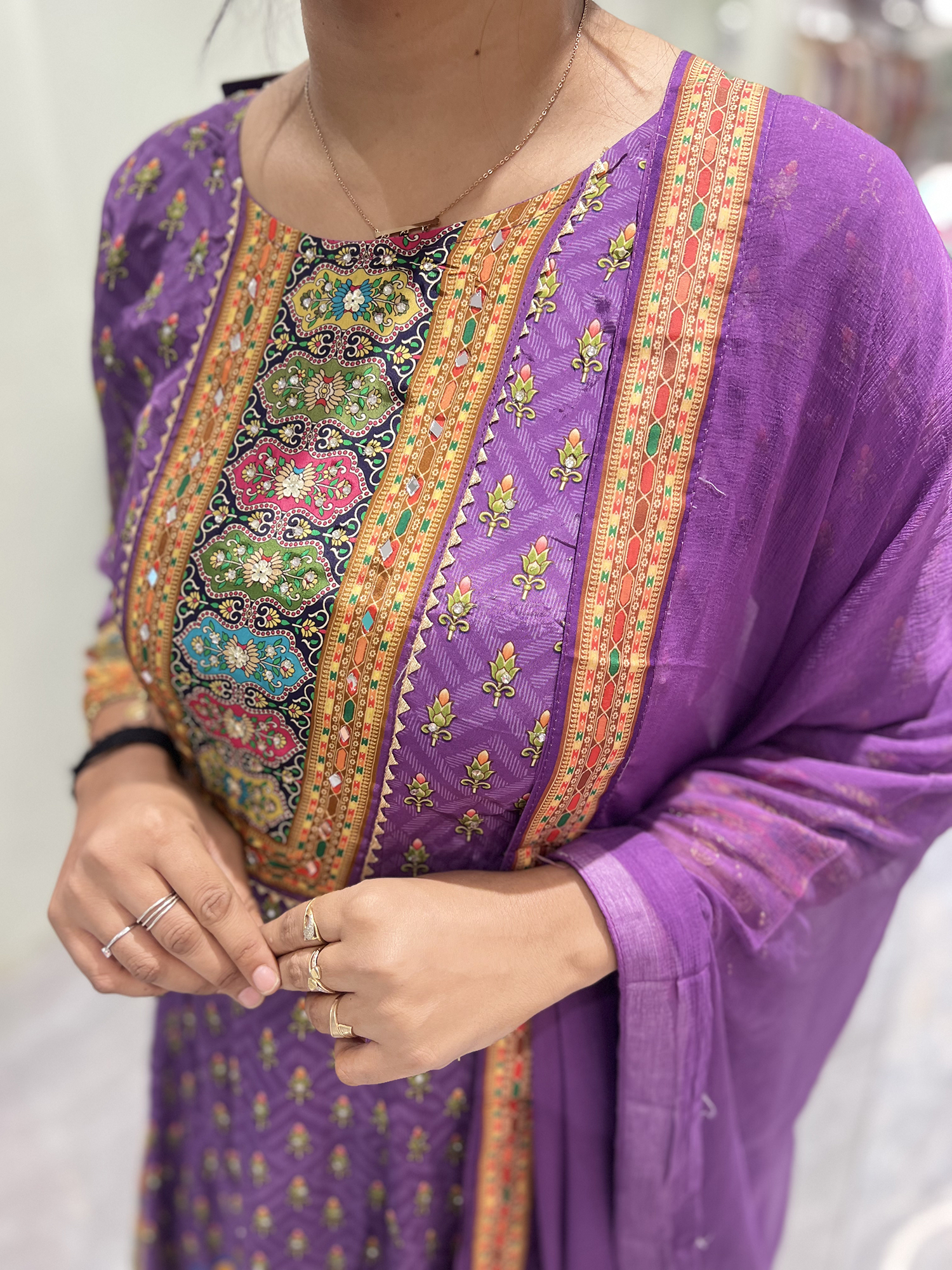 Purple Mirror Shimmer Silk Three Piece - KPKGORI 10101 19