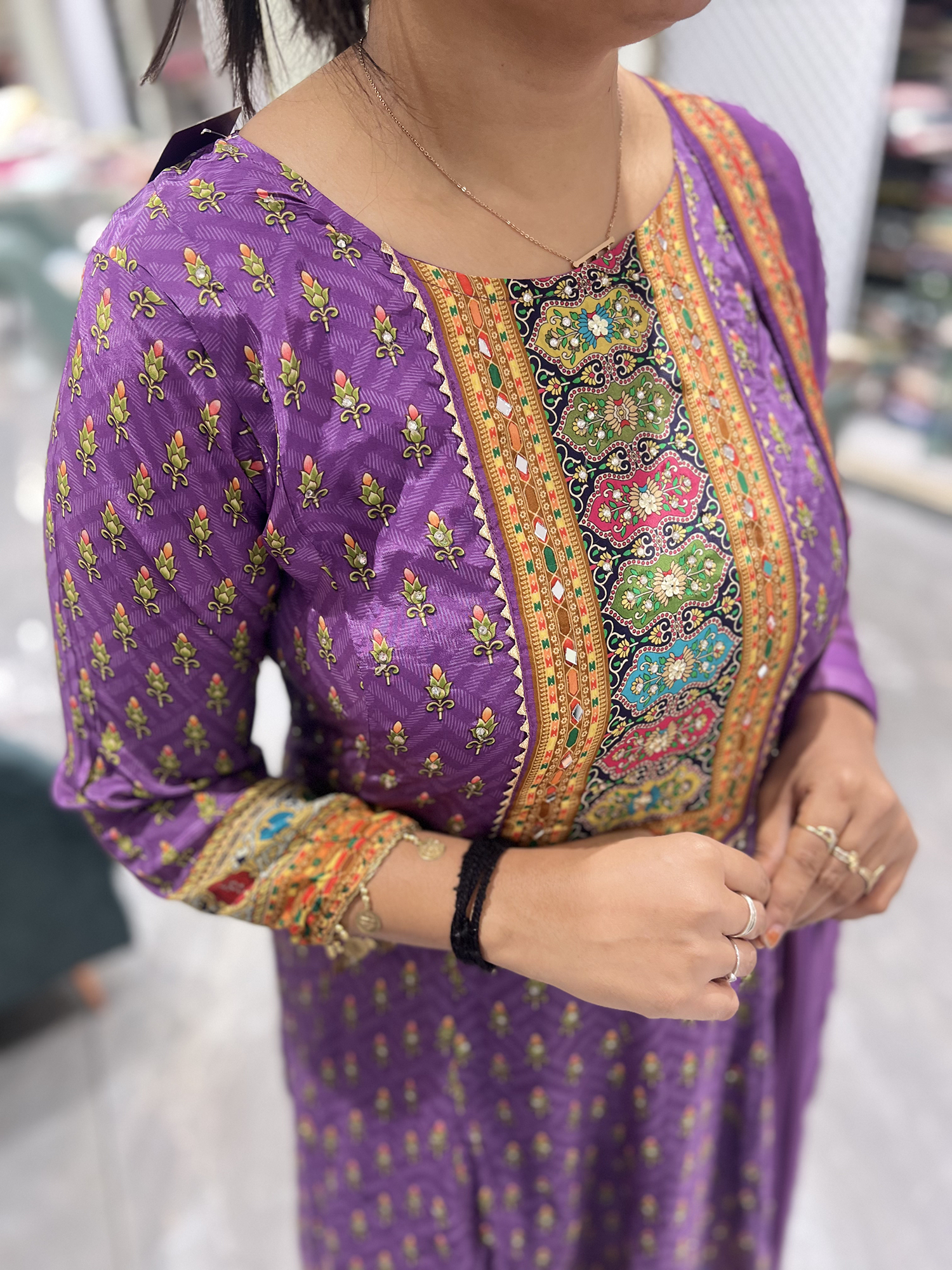 Purple Mirror Shimmer Silk Three Piece - KPKGORI 10101 19