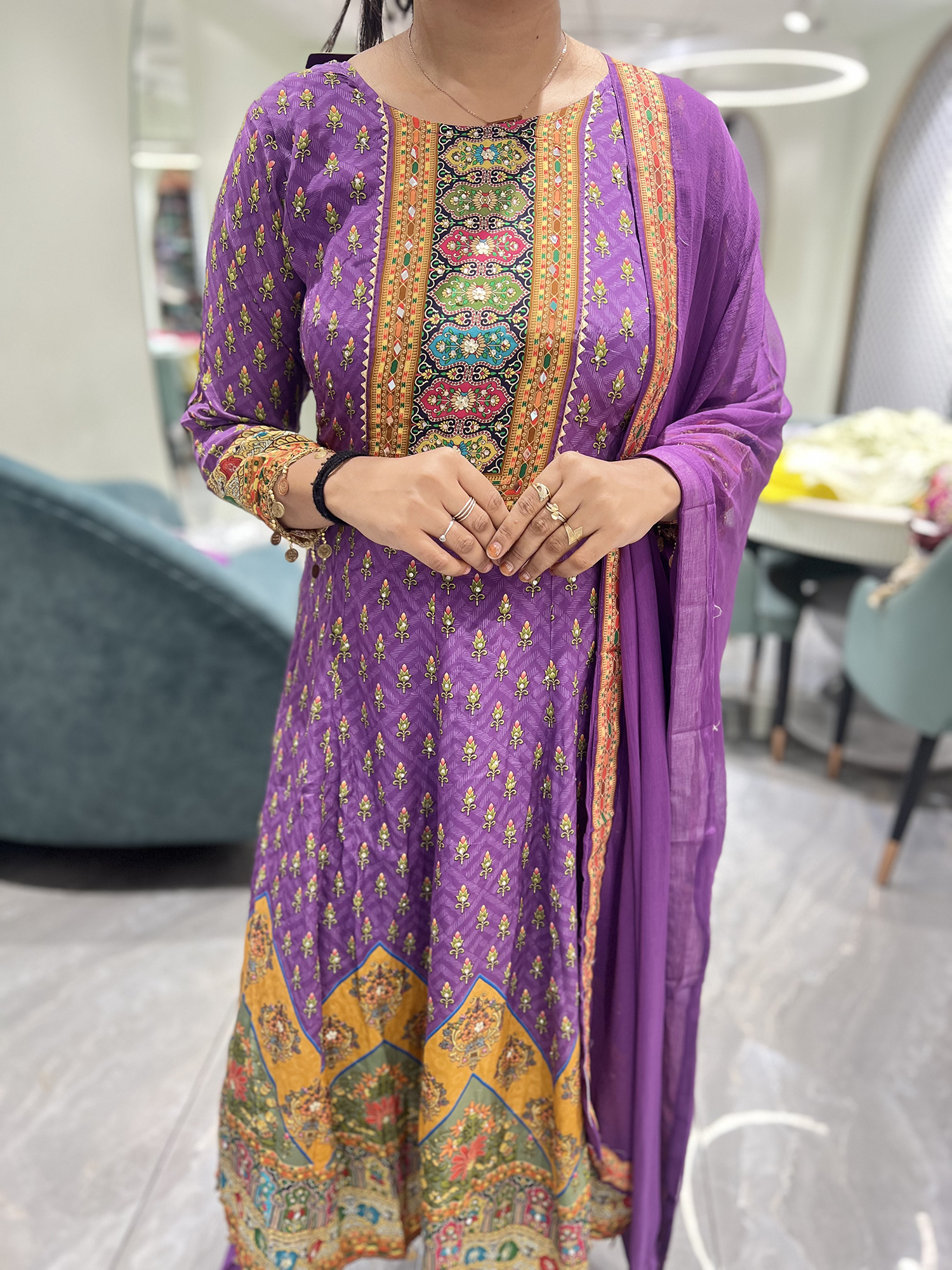 Purple Mirror Shimmer Silk Three Piece - KPKGORI 10101 19