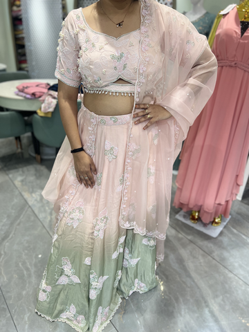 Pink Hand Work Silk Crop Top - LGPGORI 593 1