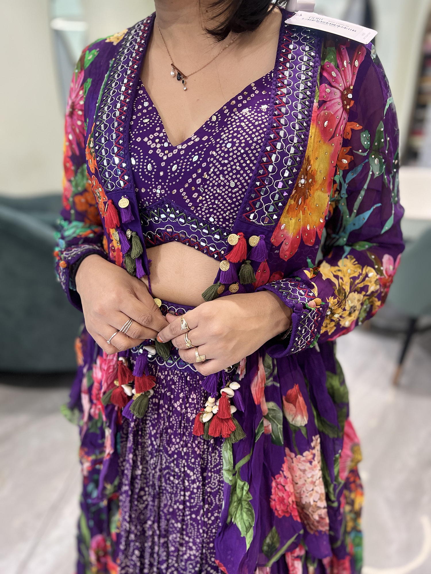Purple Mirror Georgette Crop Top - MGORIQ 3031 1
