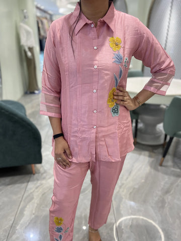 Pink Embroidery Cotton Blend Cordset - MGORI85 1257 10