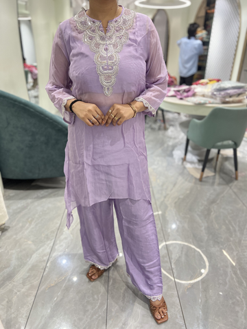Lavender Embroidery Chinon Cordset - ODGORI 4078 1