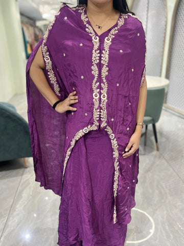 Purple Embroidery Chinone Indo Western - OMGORI MIX-2