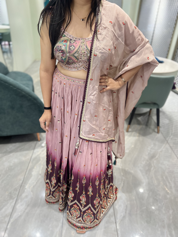 Pink Embroidery Georgette Crop Top - PGORIC 0808 4