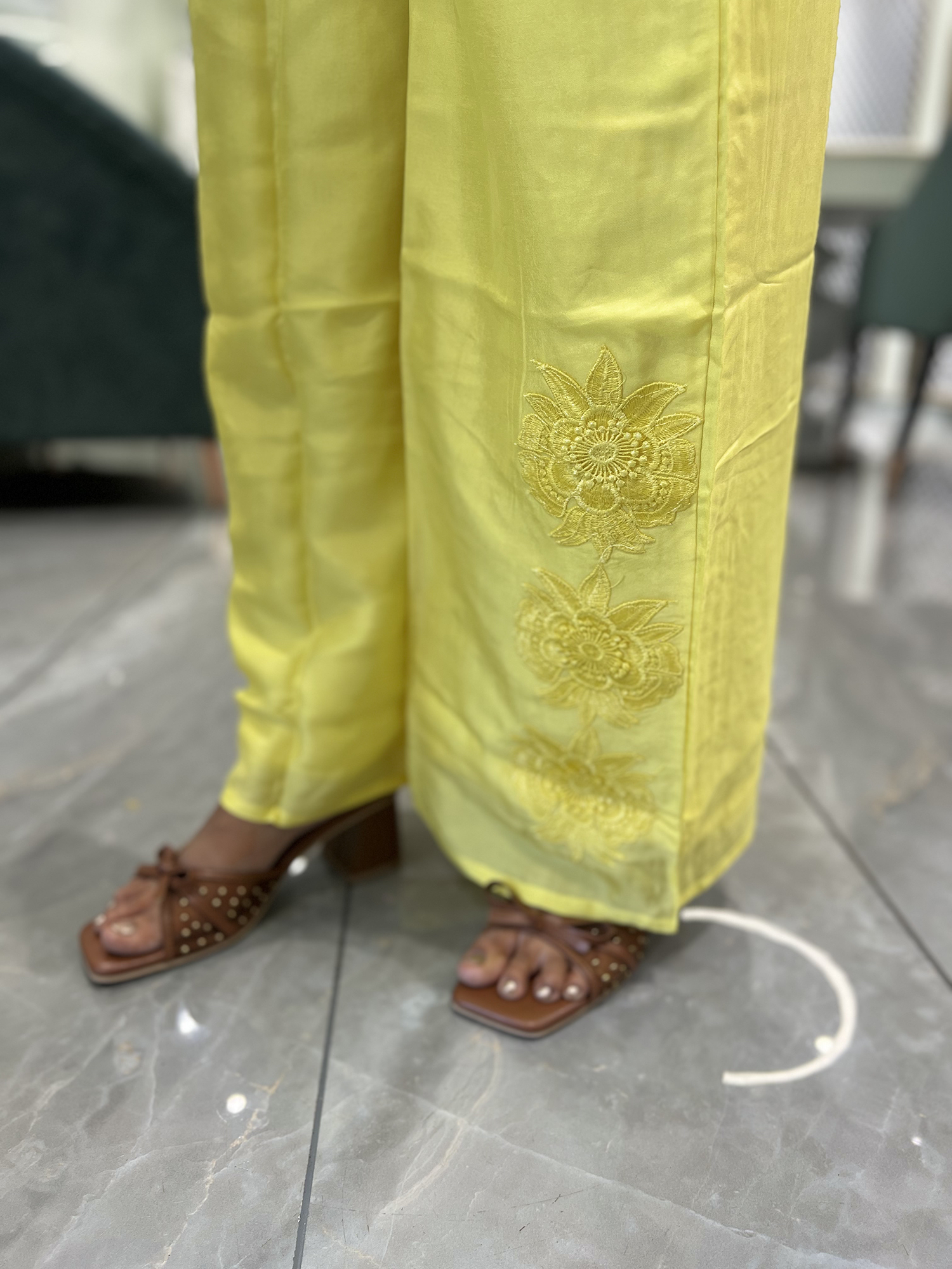 Bright Yellow Thread Work Musline Cordset - RBGORI 2061 6