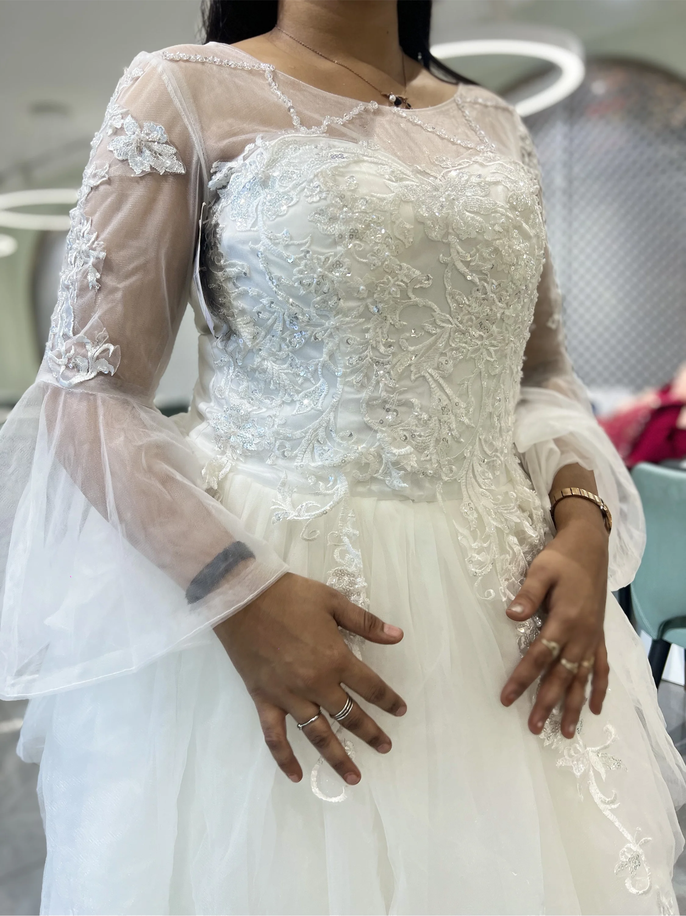White Thread Work Net Gown - RGGORI 1356 2