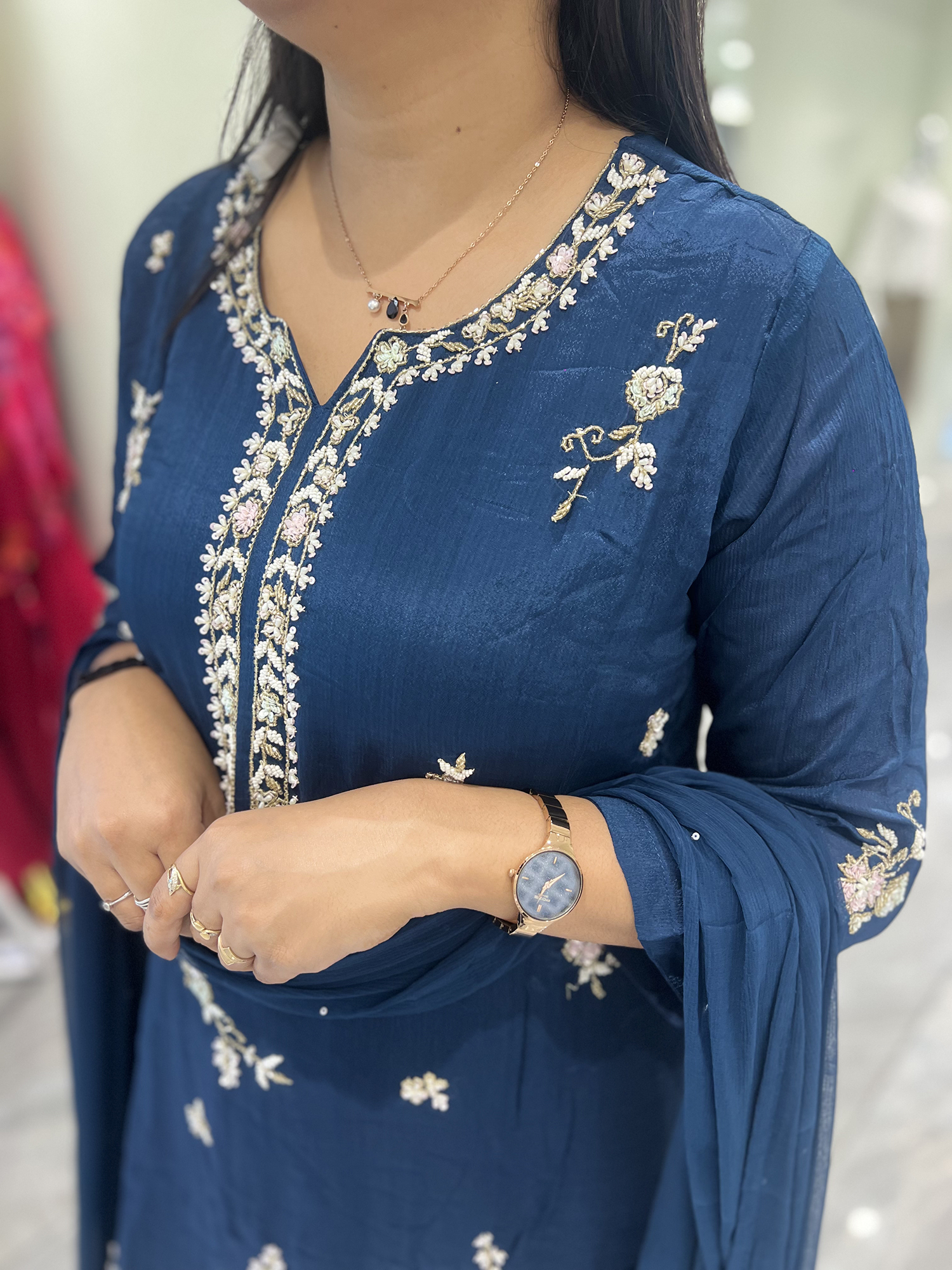 Blue Hand Work Chinon Three Piece - RGORICT 479 14