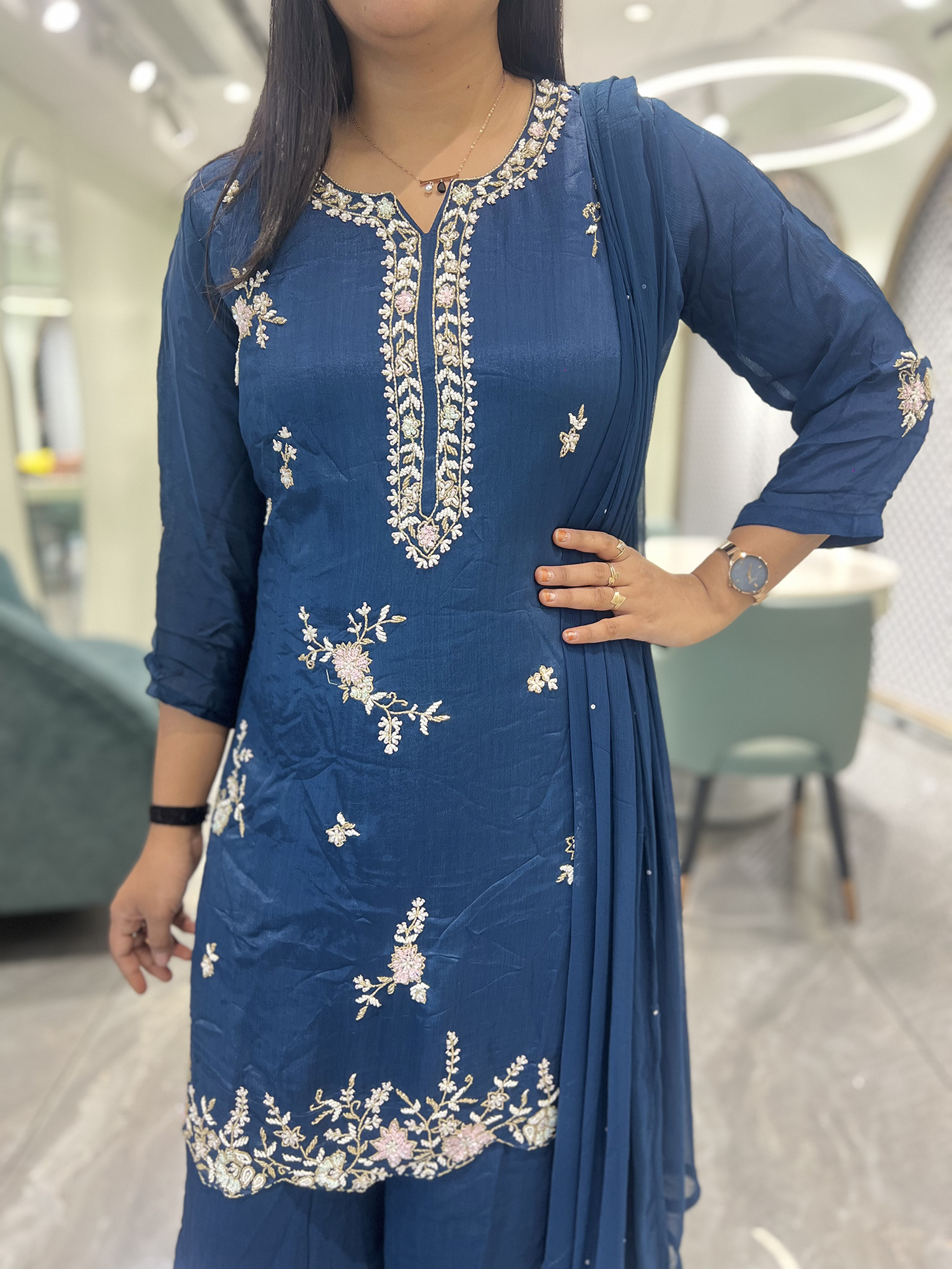 Blue Hand Work Chinon Three Piece - RGORICT 479 14