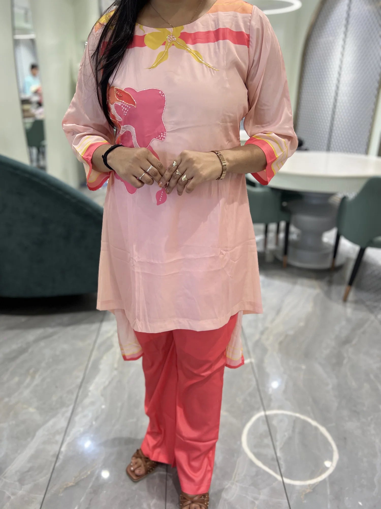 Pink Embroidery Pure Satin Cordset - RGORICT 1561 13