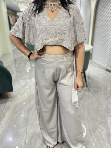 Silver Hand Work Satin Indo Western - RGORICT 479 5