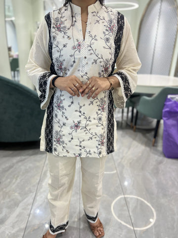 White Print Cotton Cordset - RGORICT 481 7