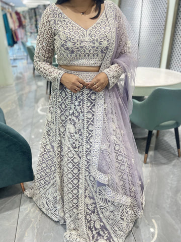 Lavender Thread And Mirror Net Crop Top - RRNGORI 430 4