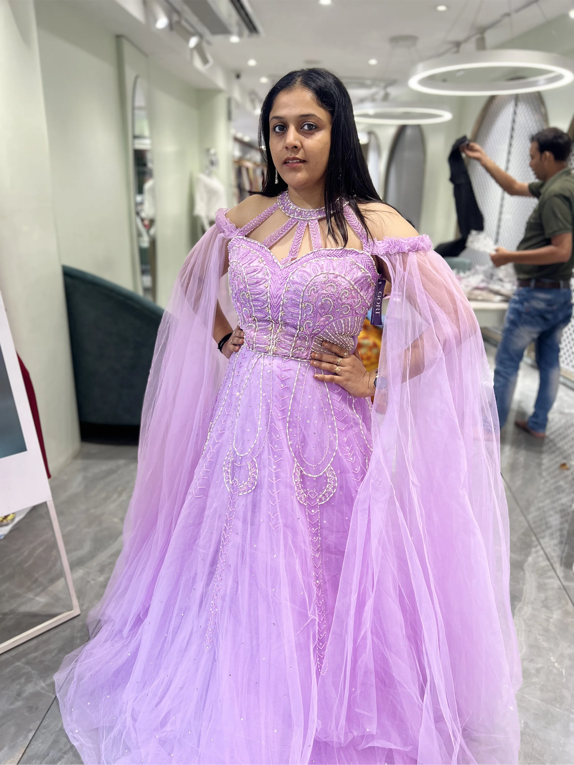 Lavender Hand Work Net Gown - SHGORI 3272 1