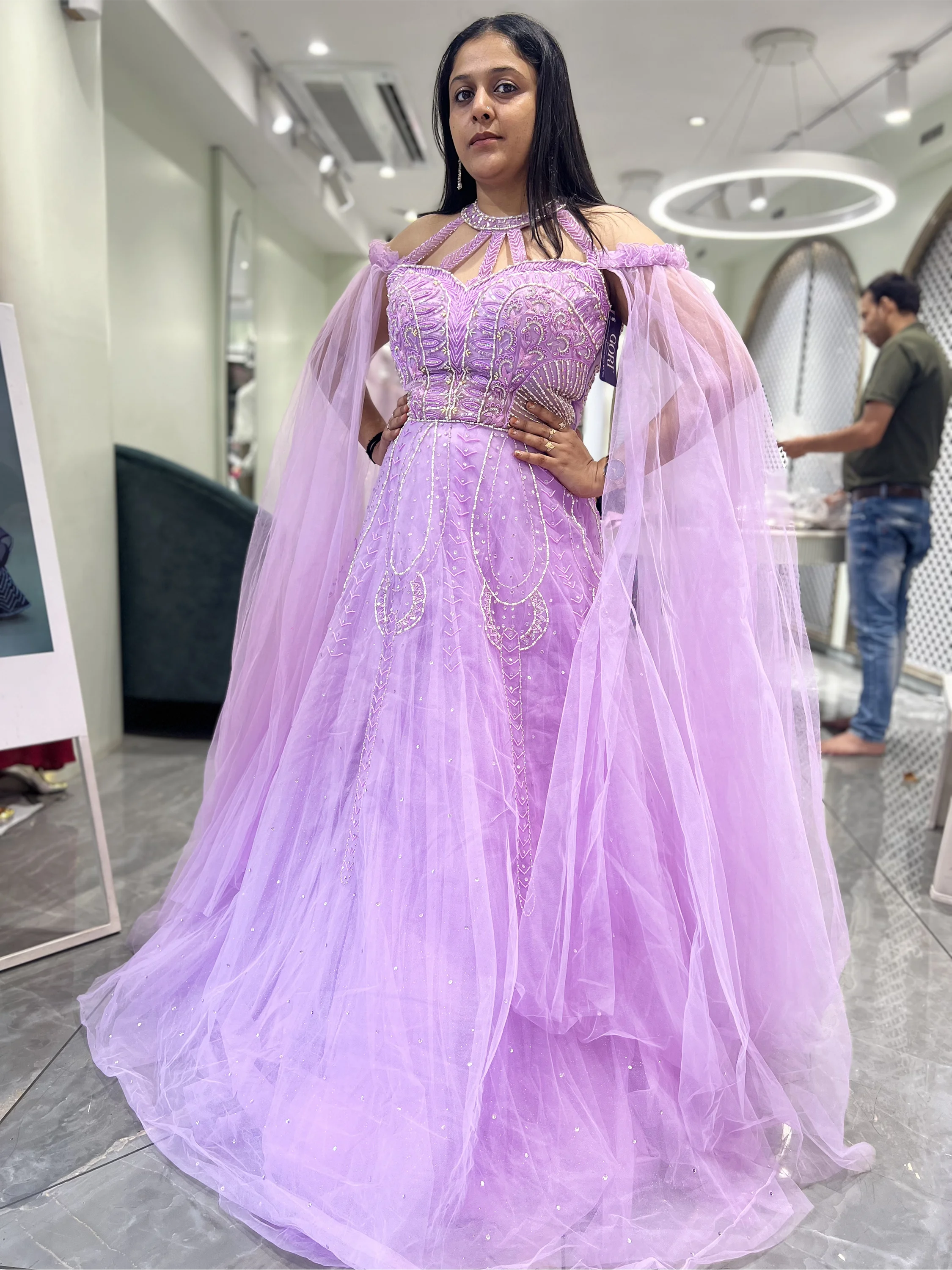 Lavender Hand Work Net Gown - SHGORI 3272 1