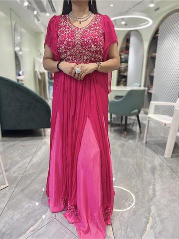 Raani Pink Hand Work Georgette Gown - SNBGORI 2441 1