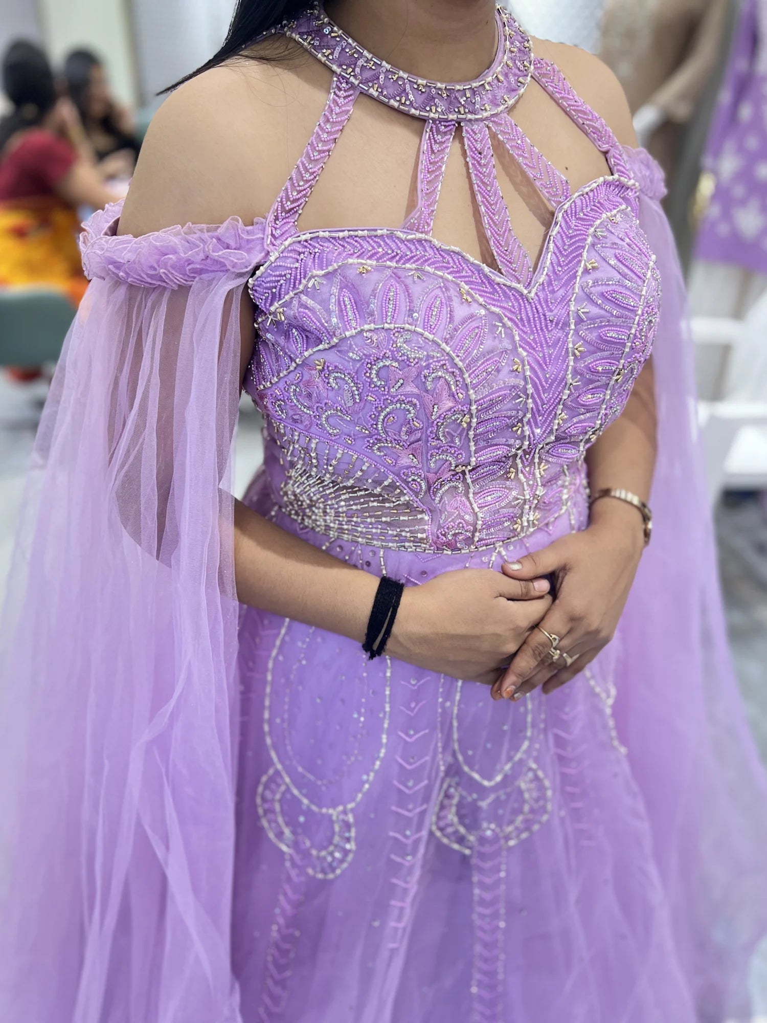 Lavender Hand Work Net Gown - SHGORI 3272 1