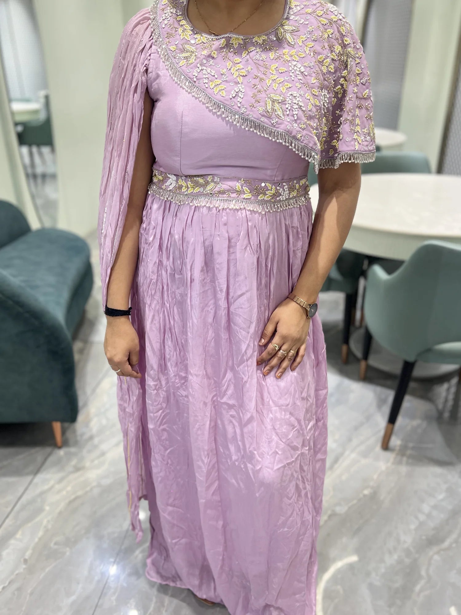 Lavender Embroidery Chinon Indo Western - SNBGORI 1757 23