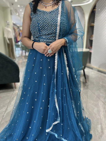 Blue Mirror Net Gown - SSCGORI 6930 4