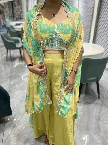 Yellow Embroidery Chinon Indo Western - TNKGORI 2501 6