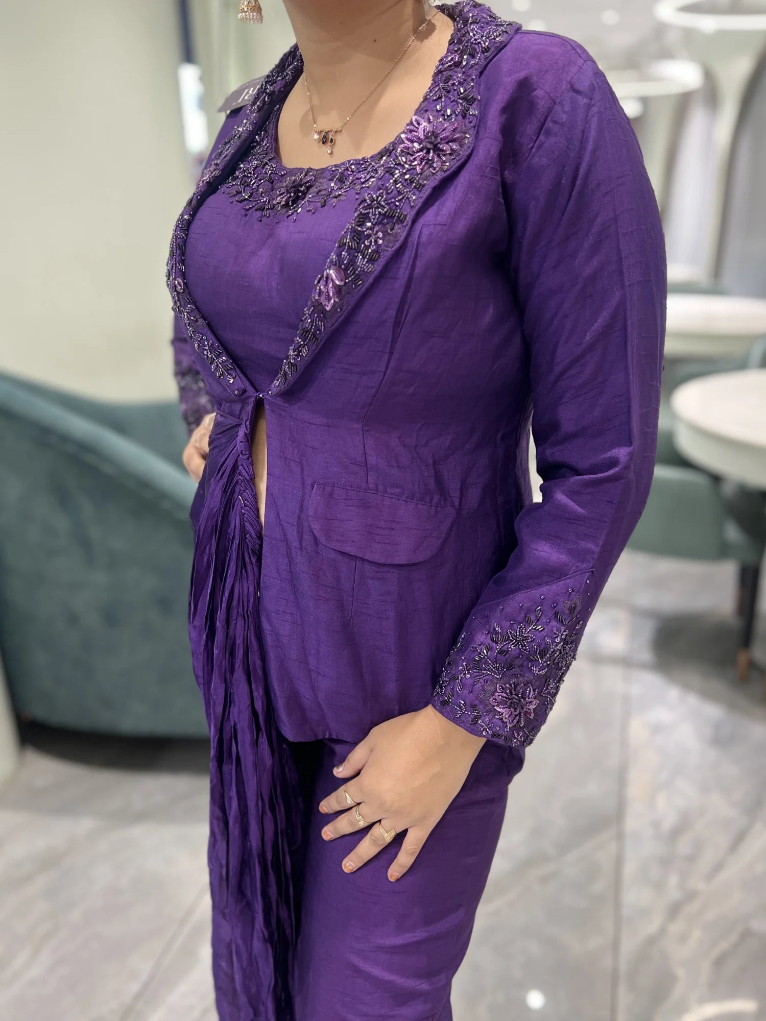 Purple Hand Work Georgette Indo Western - VFGORI 7452 17