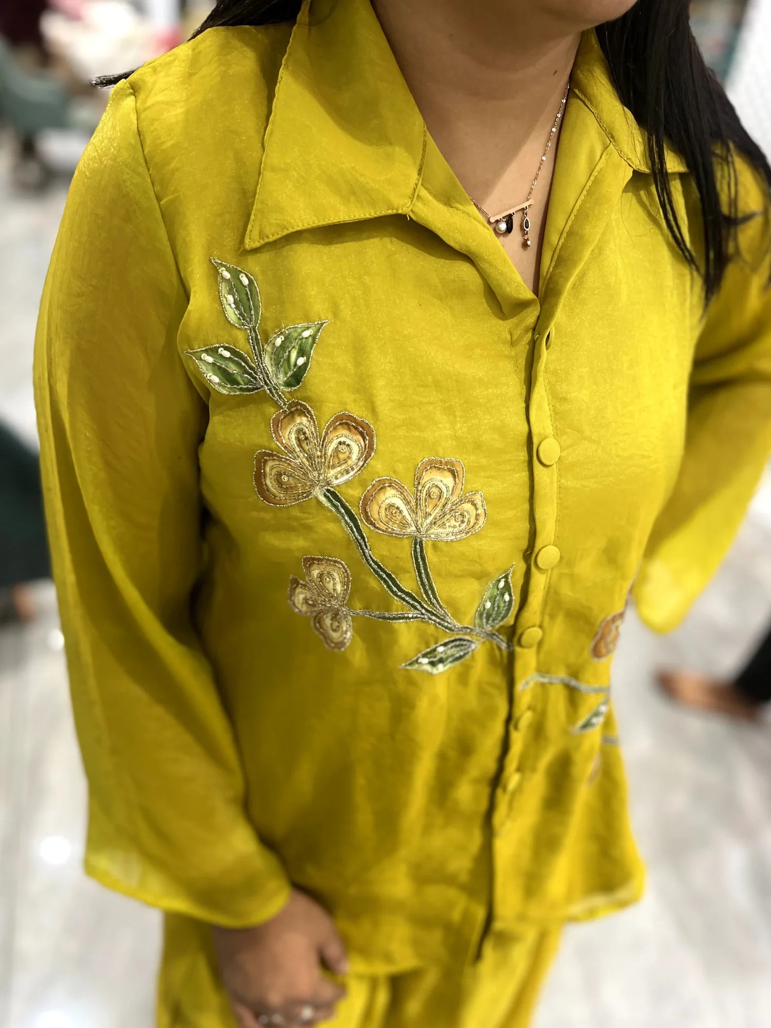 Yellow Embroidery Chinon Cordset - RBGORI 2061 5