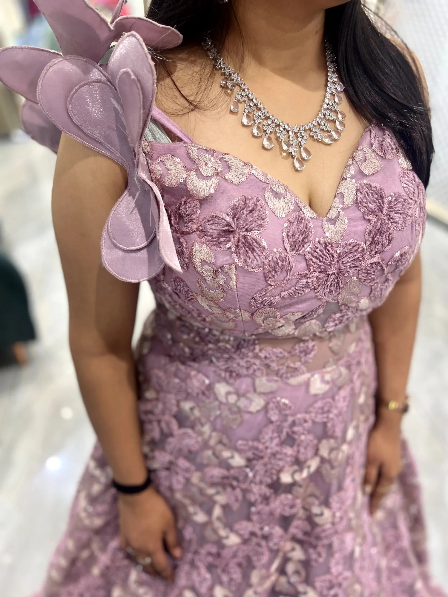 Lavender Embroidery Net Gown - SHGORI 3272 5