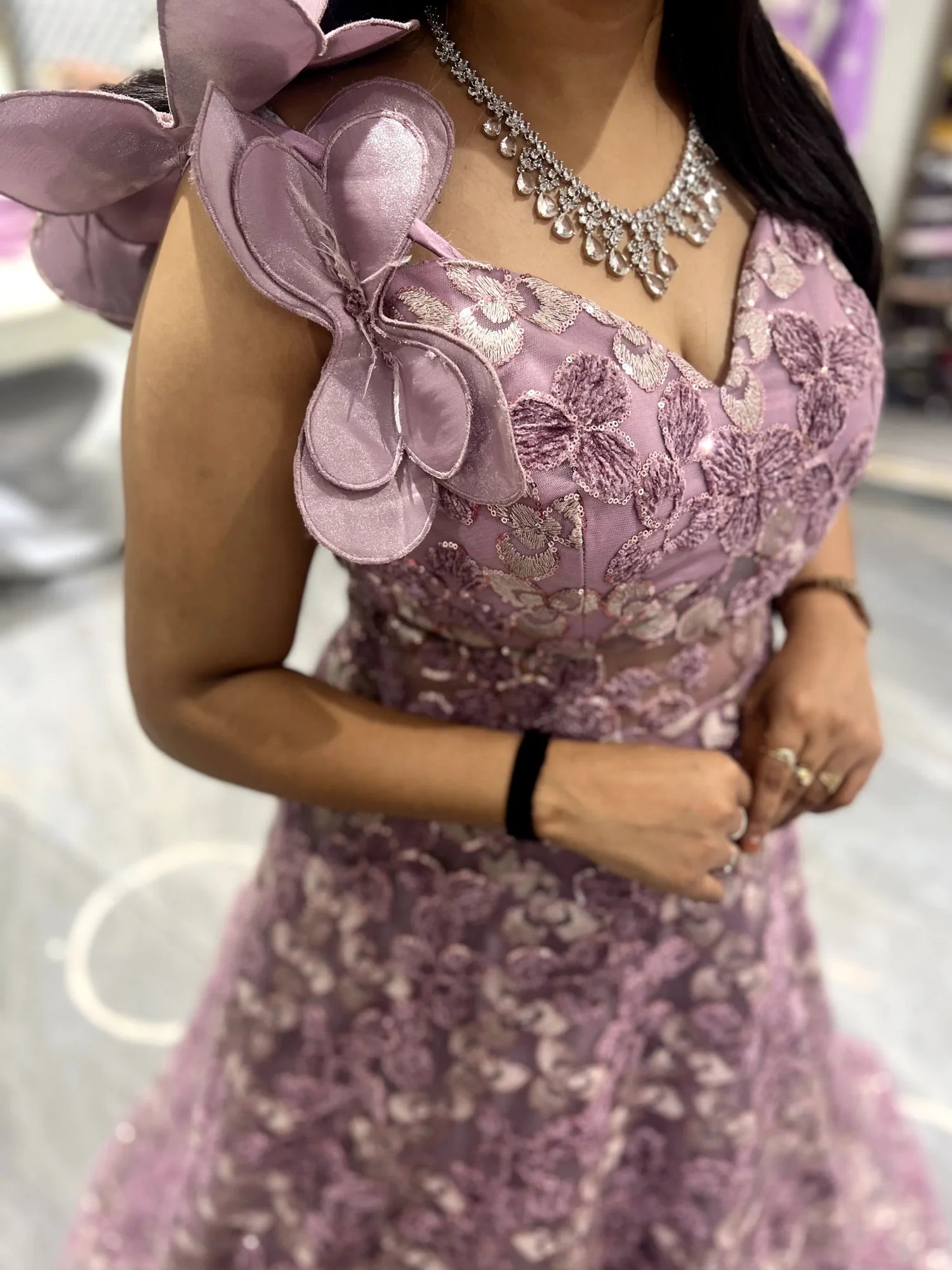 Lavender Embroidery Net Gown - SHGORI 3272 5