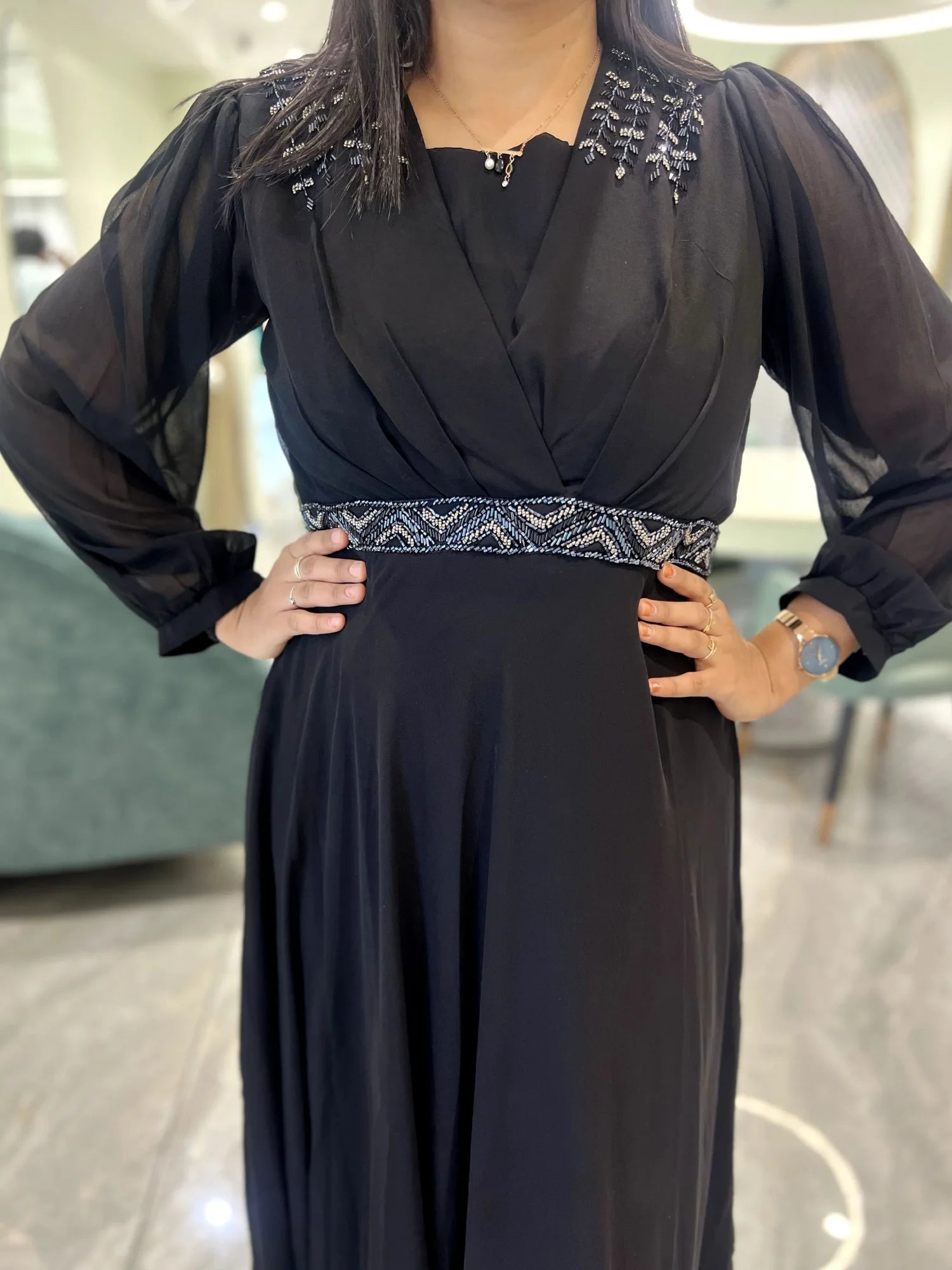 Black Hand Work Georgette  Western - FALAK K 113