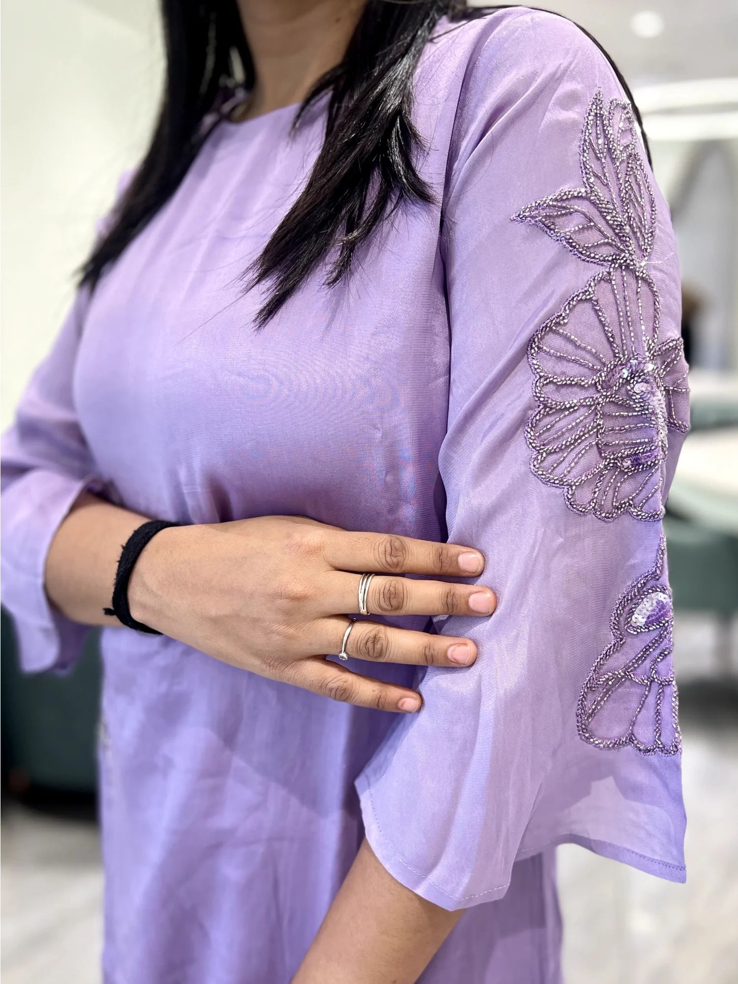 Purple Embroidery Chinon Cordset - DGORID 9110 20