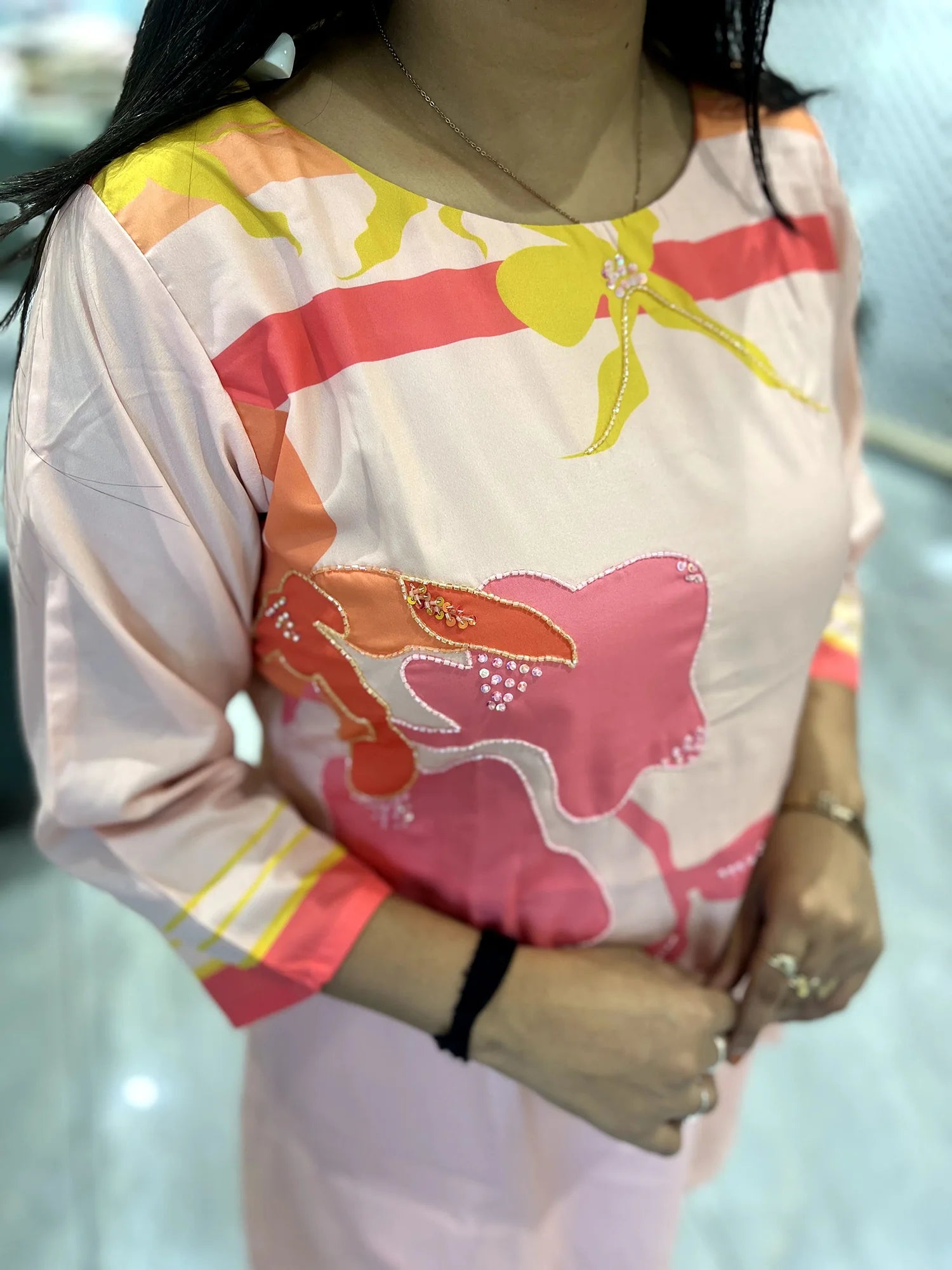 Pink Embroidery Pure Satin Cordset - RGORICT 1561 13