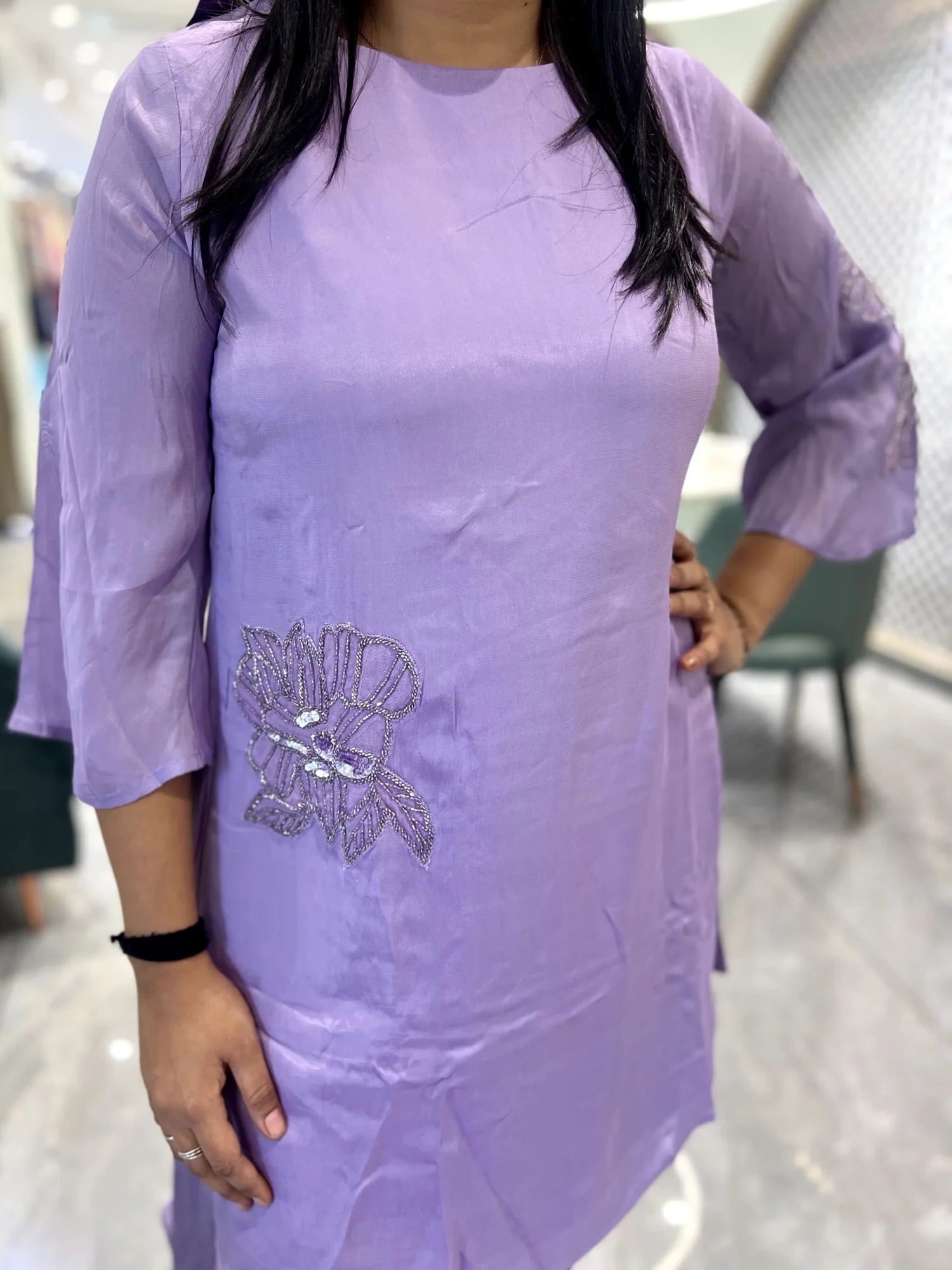 Purple Embroidery Chinon Cordset - DGORID 9110 20