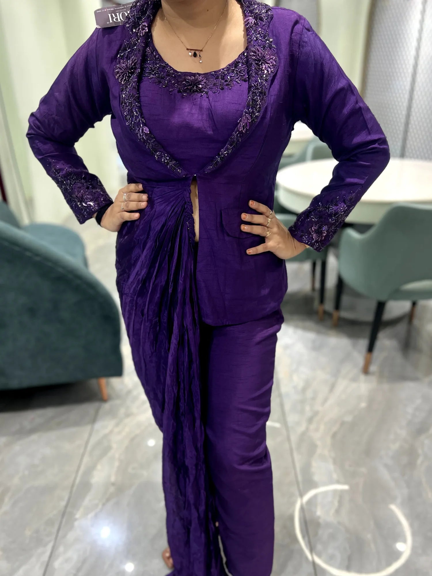 Purple Hand Work Georgette Indo Western - VFGORI 7452 17