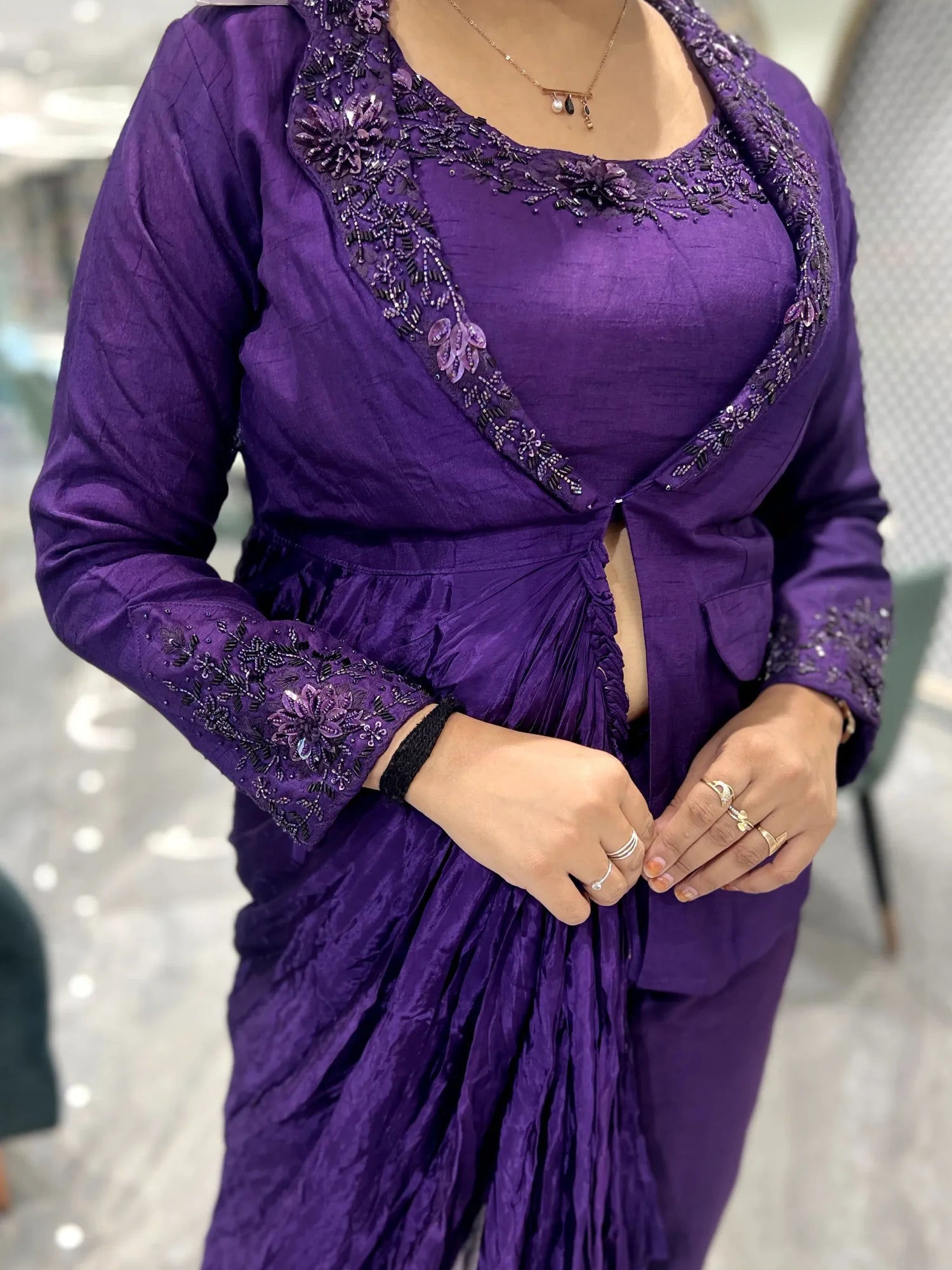 Purple Hand Work Georgette Indo Western - VFGORI 7452 17
