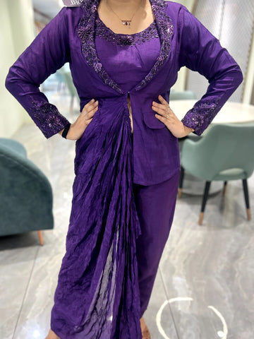 Purple Hand Work Georgette Indo Western - VFGORI 7452 17