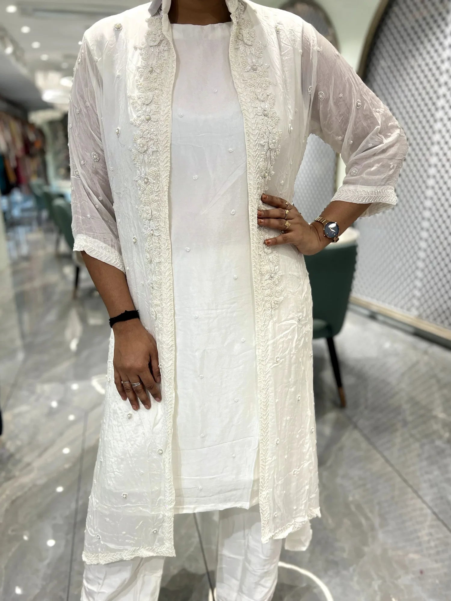 White Hand Work Chinone Indo Western - RGORICT 479 17