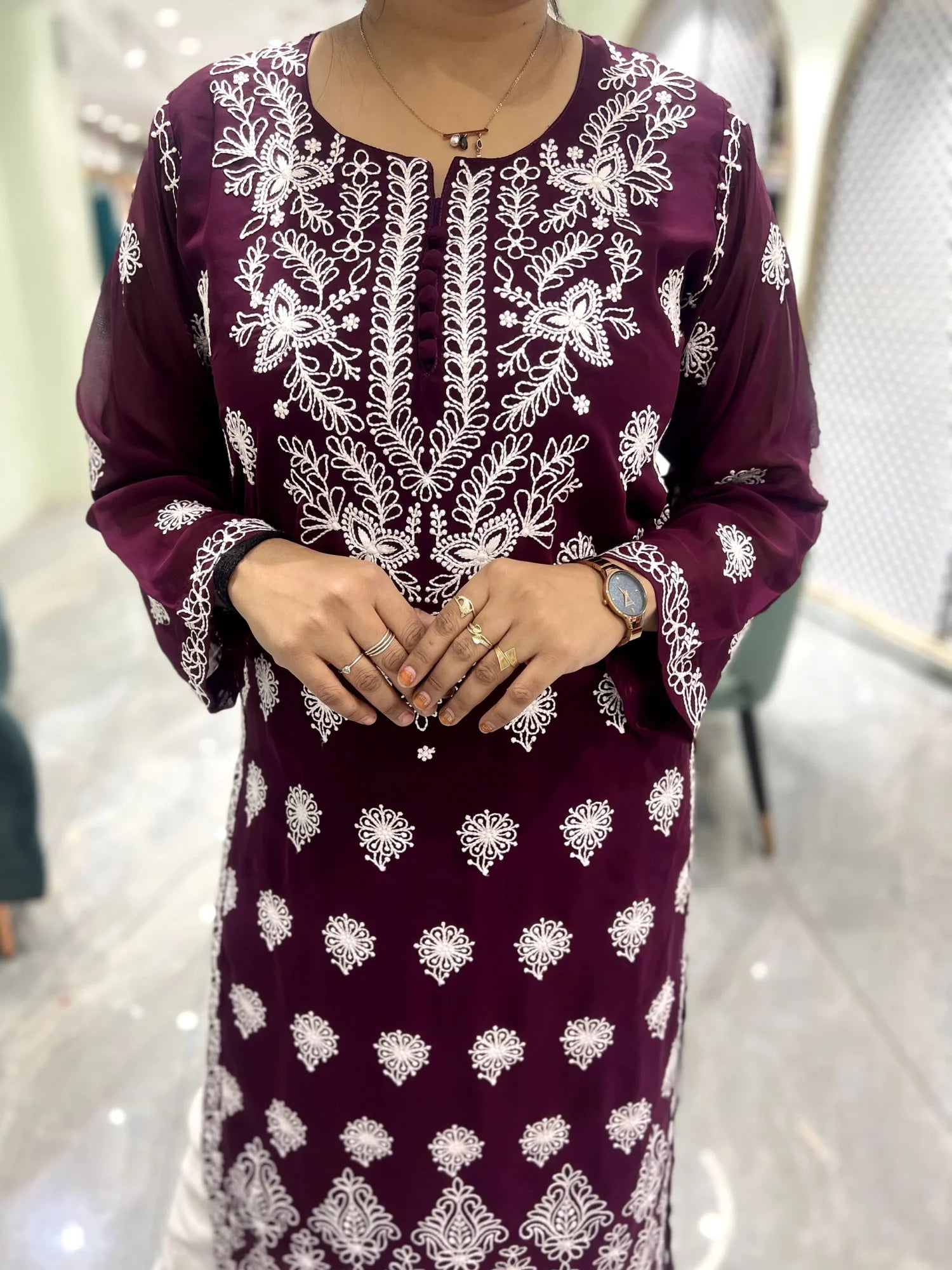 Purple Thread Work Georgette Two Piece - FALAK K 227