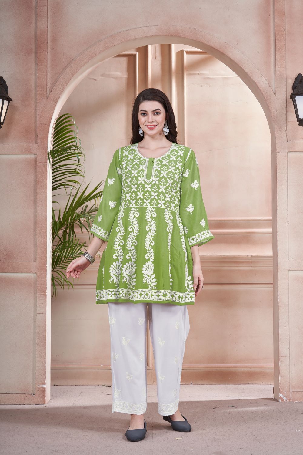 Royal Radiance: Exquisite Lucknowi Kurti Pant Duos Crafted in Opulent Heavy Rayon