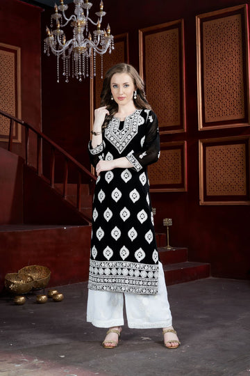 How to Rock the Night: Luxurious Lucknowi Two-Piece Suit in Georgette Fabric