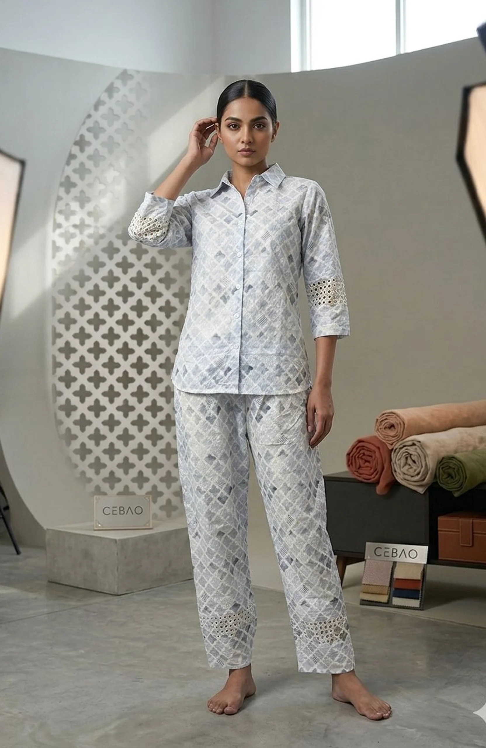 White Cotton Silk Chikankari Co-Ord Set for Women | Elegant 2 Piece Designer Cord Set
