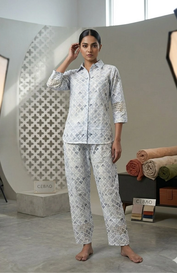 White Cotton Silk Chikankari Co-Ord Set for Women | Elegant 2 Piece Designer Cord Set