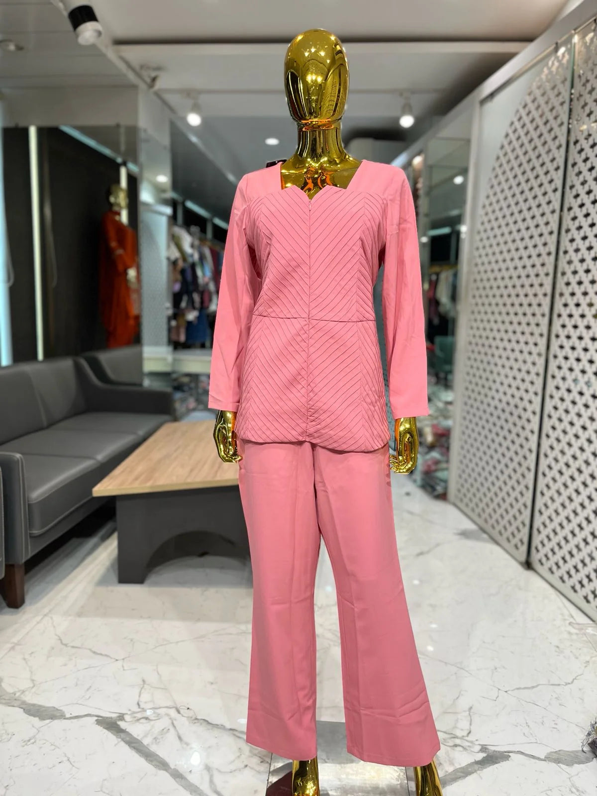 Peach Imported Plain 2 Piece Cord Set for Women | Elegant Designer Co-Ord Set